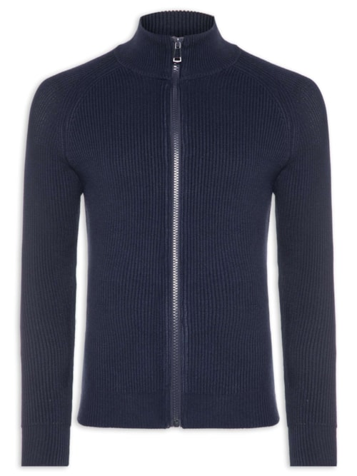 Suéter Tricot Masculino Gola Alta Com Zíper - Azul Suéter Tricot Masculino Gola Alta Com Zíper - Azul