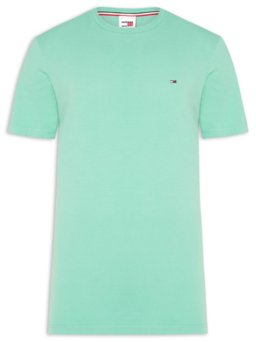 Camiseta Masculina Básica Bandeira Alongada Regular Fit Em Algodão - Verde Camiseta Masculina Básica Bandeira Alongada Regular Fit Em Algodão - Verde