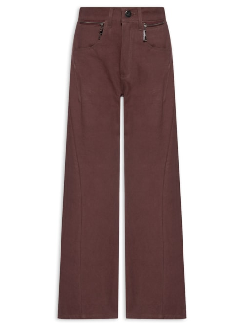 Calça de Sarja Boho Cintura Média Feminina Marrom