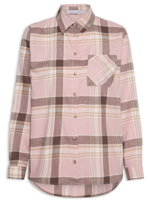 Camisa Feminina Xadrez - Rosa