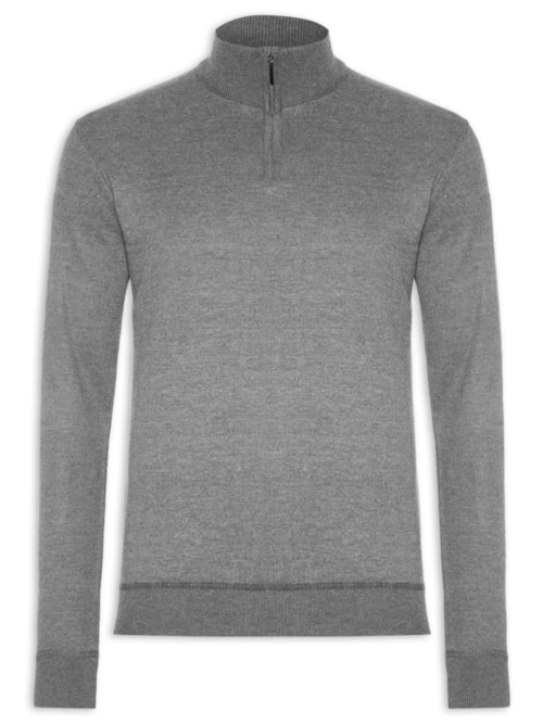 Suéter Masculino Meio Zíper - Cinza Suéter Masculino Meio Zíper - Cinza