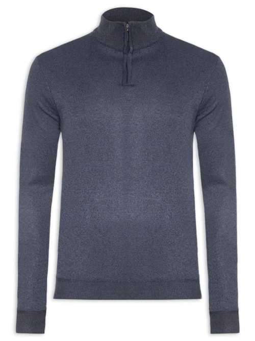 Suéter Masculino Meio Zíper - Azul