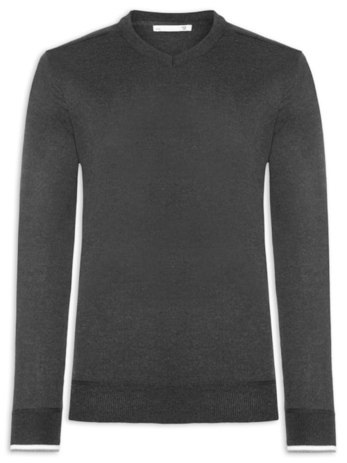 Suéter Masculino Gola V Detalhe Ombro - Preto Suéter Masculino Gola V Detalhe Ombro - Preto