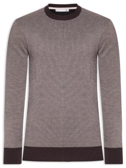Suéter Masculino Textura Mini Listra - Bege