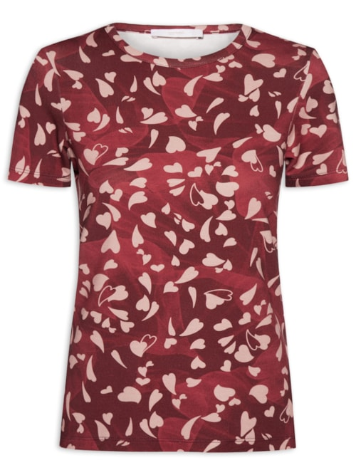 Blusa Feminina Estampada De Mangas Curtas - Vermelho Blusa Feminina Estampada De Mangas Curtas - Vermelho