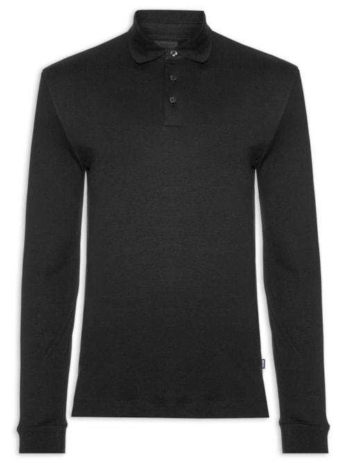 Polo Masculina Manga Longa Pado 30 Slim fit - Preto