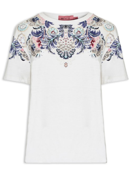 Camiseta Feminina Wallpaper I26 - Branco