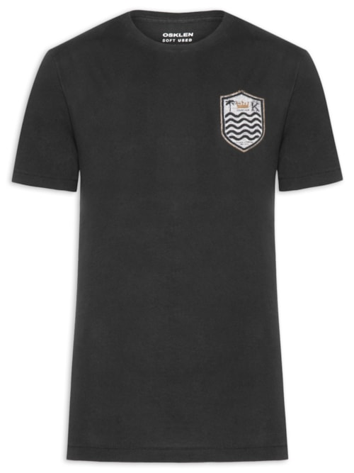 Camiseta Masculina Soft Used Brasão Destroyed - Preto