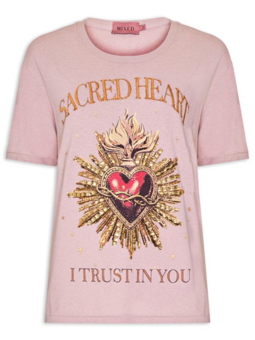 Camiseta Feminina Sacred Heart I26 - Rosa Camiseta Feminina Sacred Heart I26 - Rosa