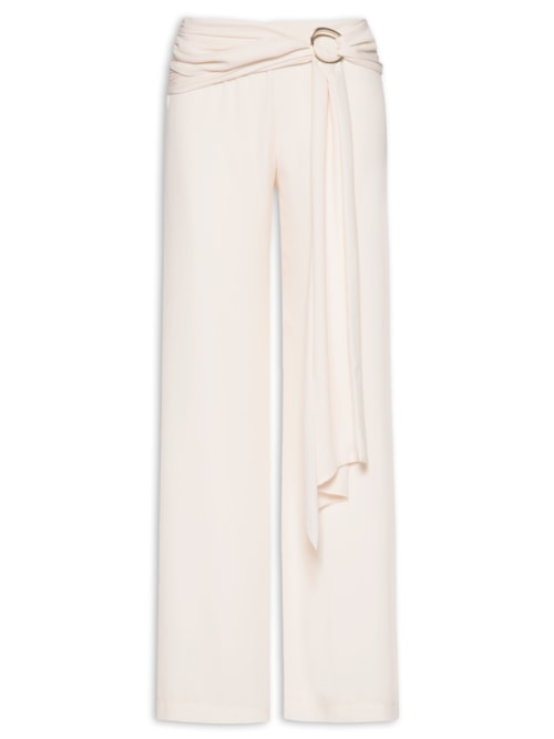 Calça Feminina Com Faixa Marfim - Bege