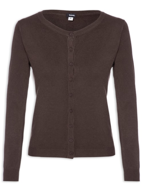Cardigã Feminino Em Tricot - Marrom