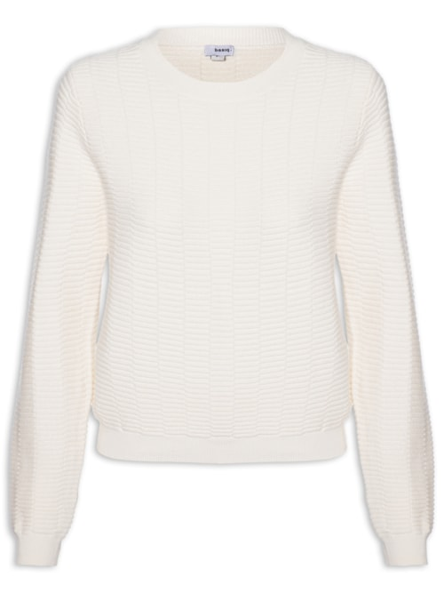 Suéter Feminino Oversized Texturizado - Off White