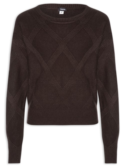 Suéter Feminino Texturizado Em Tricot - Marrom Suéter Feminino Texturizado Em Tricot - Marrom