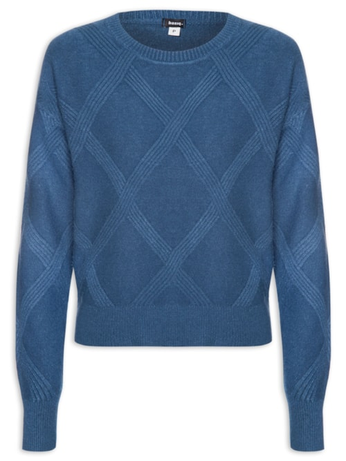Suéter Feminino Texturizado Em Tricot - Azul Suéter Feminino Texturizado Em Tricot - Azul