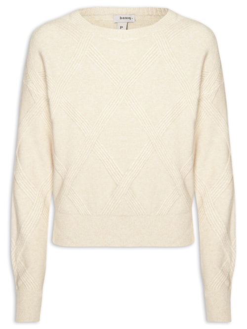 Suéter Feminino Texturizado Em Tricot - Bege