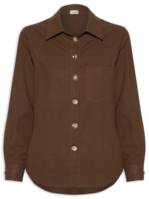 Camisa Feminina Detalhe Botões - Marrom