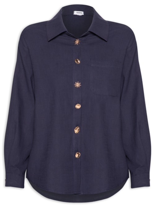 Camisa Feminina Detalhe Botões - Azul