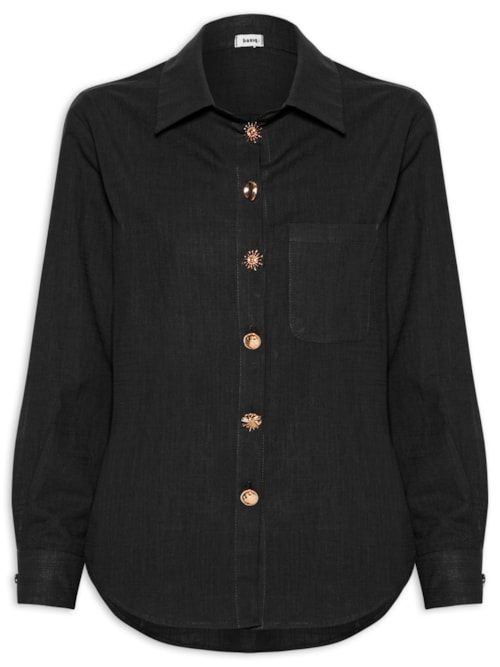 Camisa Feminina Detalhe Botões - Preto Camisa Feminina Detalhe Botões - Preto