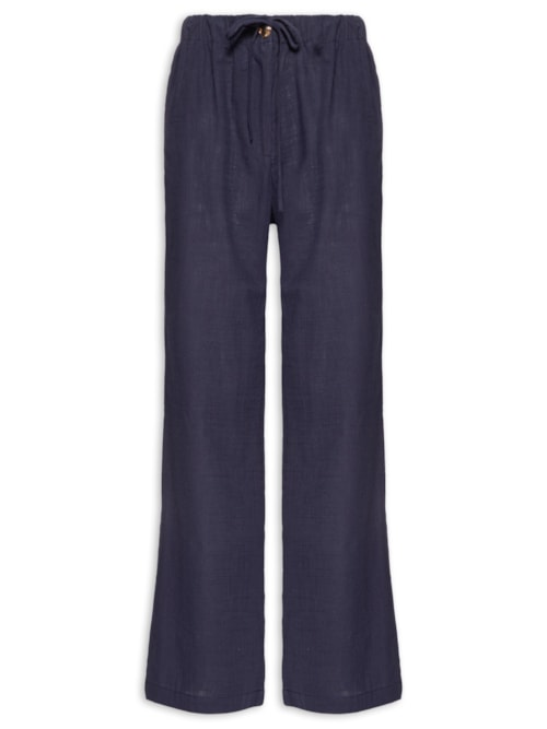Calça Feminina Pantalona Com Cordão - Azul