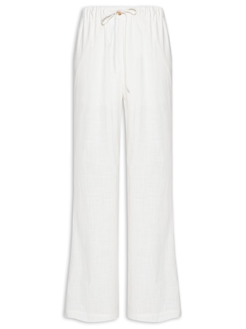Calça Feminina Pantalona Com Cordão - Branco