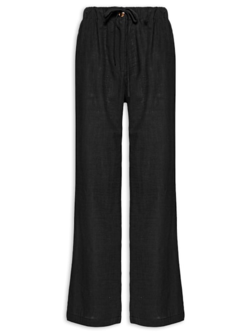 Calça Feminina Pantalona Com Cordão - Preto
