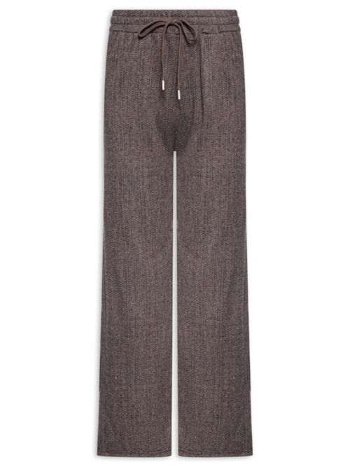 Calça Feminina Reta Com Strass - Marrom