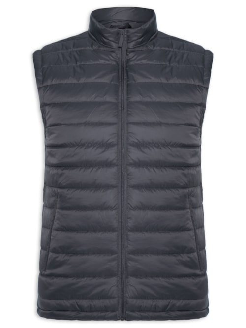 Colete Masculino Puffer Com Saquinho - Cinza Colete Masculino Puffer Com Saquinho - Cinza