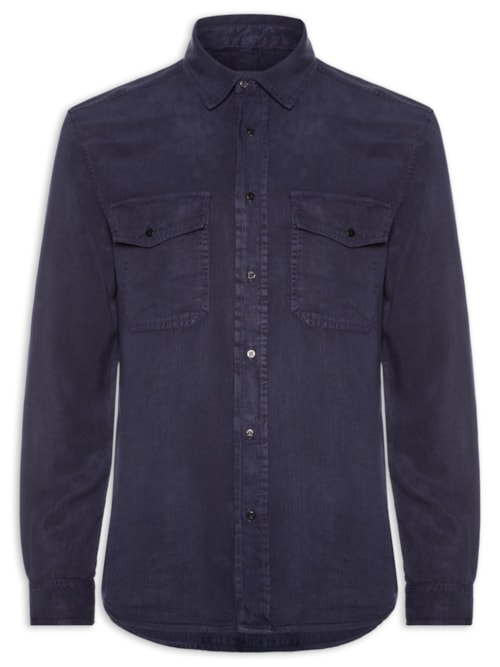 Camisa Masculina Manga Longa Used Utility - Azul