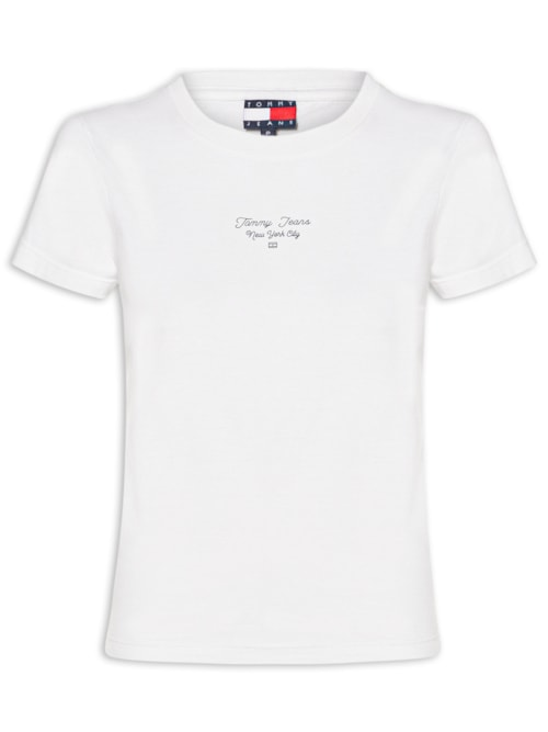 Camiseta Feminina Manga Curta Slim Ess Logo - Branco