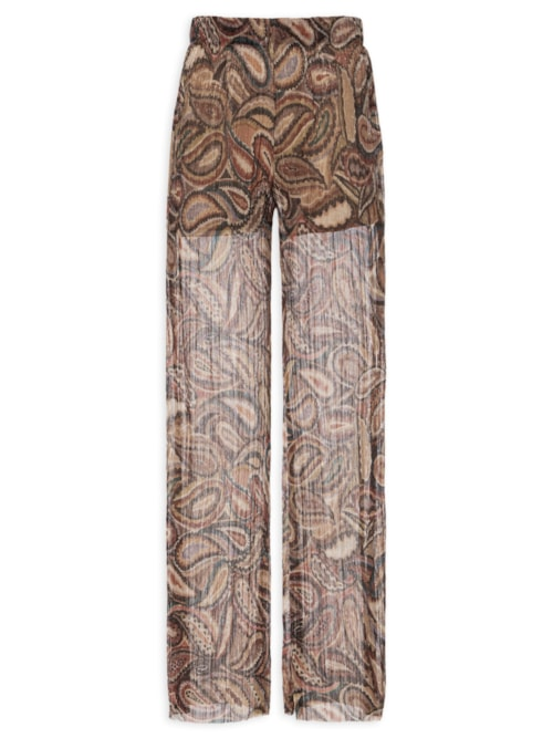 Calça Feminina Brilho Lurex Paisley - Marrom
