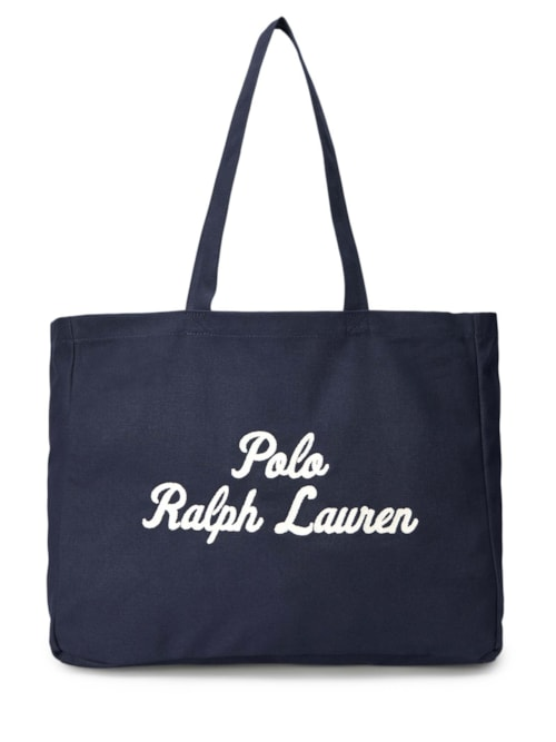 Bolsa Masculina Tote Grande De Canvas Bordada Prl - Azul Bolsa Masculina Tote Grande De Canvas Bordada Prl - Azul