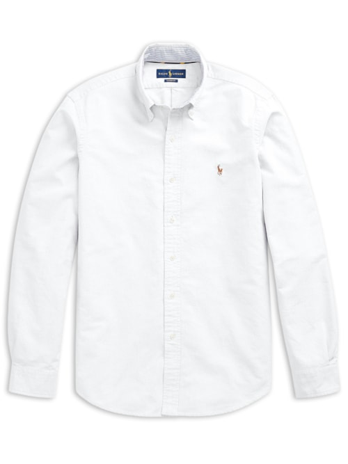 Camisa Masculina Manga Longa Oxford Slim Fit Logo - Branco Camisa Masculina Manga Longa Oxford Slim Fit Logo - Branco
