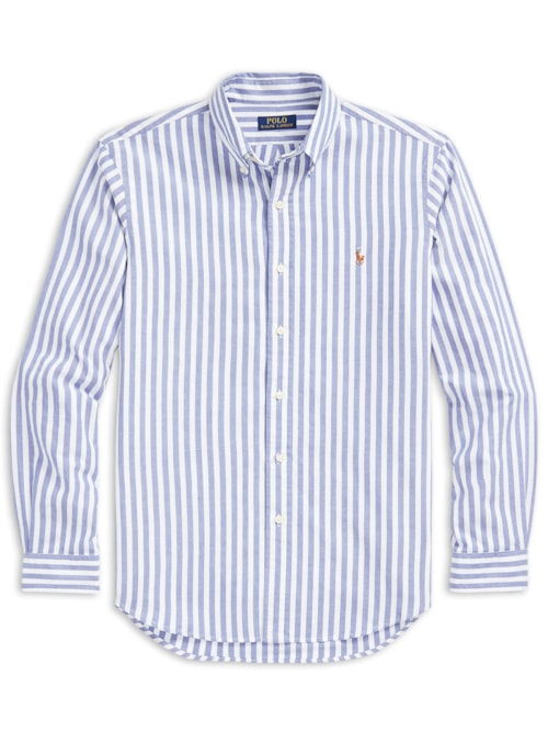 Camisa Masculina Manga Longa Oxford Slim Fit Logo - Azul Camisa Masculina Manga Longa Oxford Slim Fit Logo - Azul