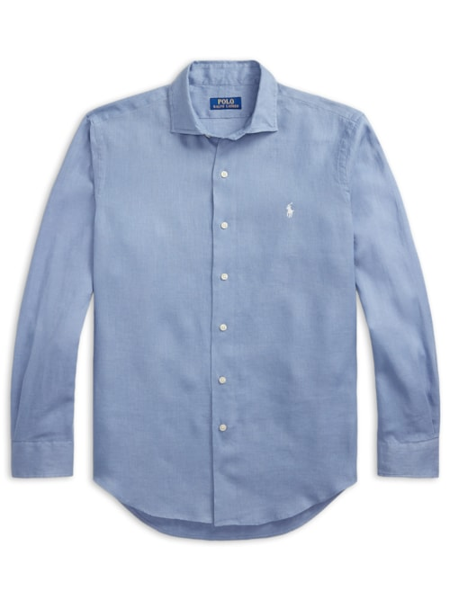 Camisa Masculina Manga Longa Custom Fit Linen - Azul Camisa Masculina Manga Longa Custom Fit Linen - Azul