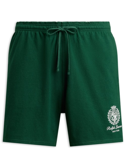 Bermuda Masculina De Moletom Bordado Preppy - Verde