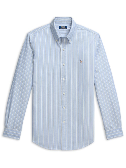 Camisa Masculina Manga Longa Oxford Custom Fit Logo - Azul Camisa Masculina Manga Longa Oxford Custom Fit Logo - Azul