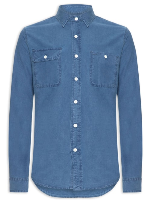 Camisa Masculina Manga Longa Classic Fit Indigo Azul Camisa Masculina Manga Longa Classic Fit Indigo Azul