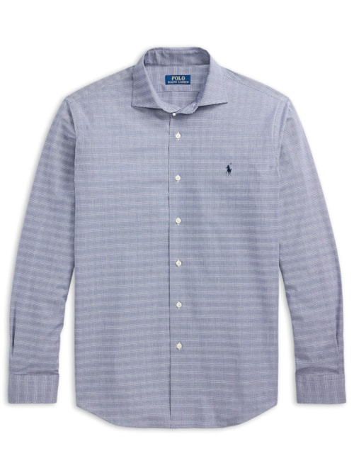Camisa Masculina Manga Longa Custom Fit Xadrez Poplin - Azul Camisa Masculina Manga Longa Custom Fit Xadrez Poplin - Azul