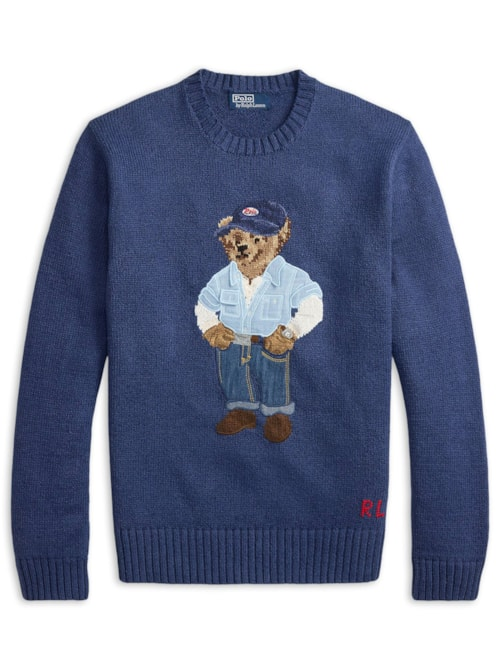 Suéter Masculino Bear Cotton Linen Blend - Azul