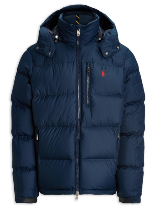 Jaqueta Masculina Puffer Com Capuz Classic Logo - Azul Jaqueta Masculina Puffer Com Capuz Classic Logo - Azul