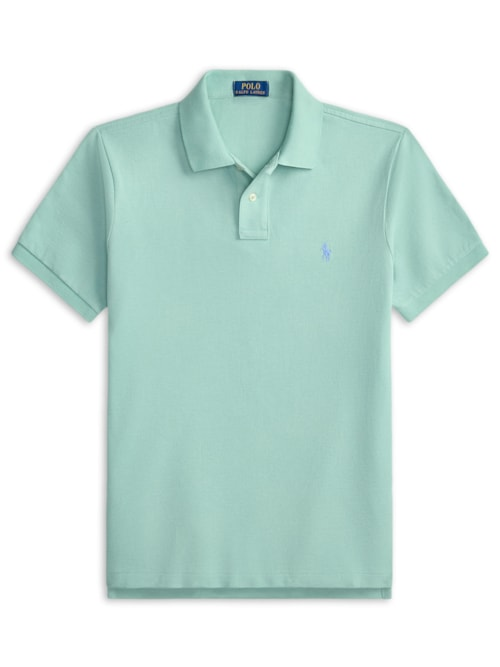 Polo Masculina Manga Curta Basic Mesh Logo Bordado - Verde