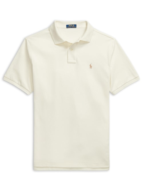 Polo Masculina Manga Curta Classic Logo Bordado - Off White
