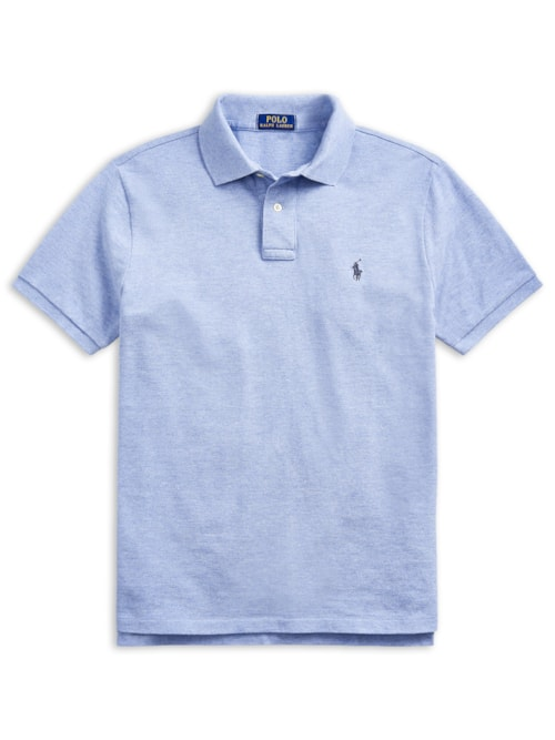 Polo Masculina Manga Curta Slim Fit Logo Bordado - Azul