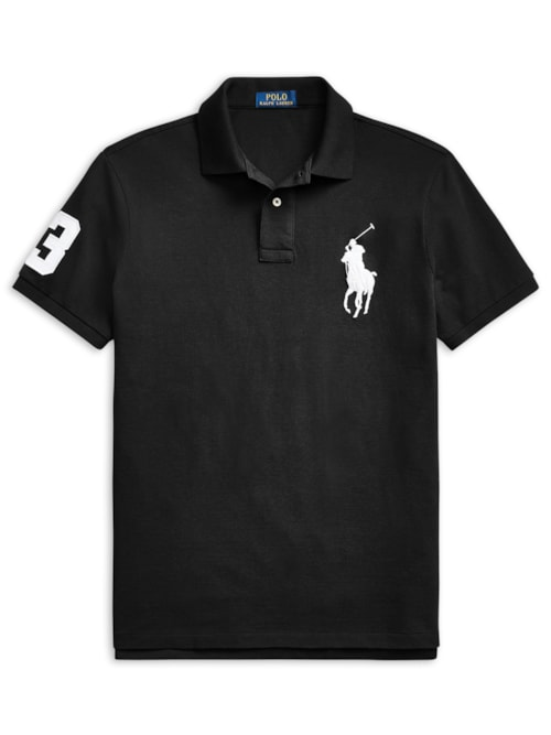 Polo Masculina Manga Curta Big Pony - Preto