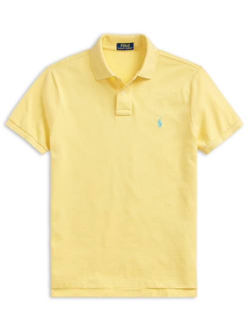 Polo Masculina Manga Curta Slim Fit Logo Bordado - Amarelo Polo Masculina Manga Curta Slim Fit Logo Bordado - Amarelo
