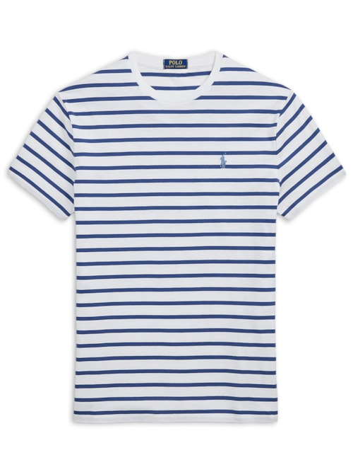 Camiseta Masculina Manga Curta Listras Slim Fit - Branco Camiseta Masculina Manga Curta Listras Slim Fit - Branco
