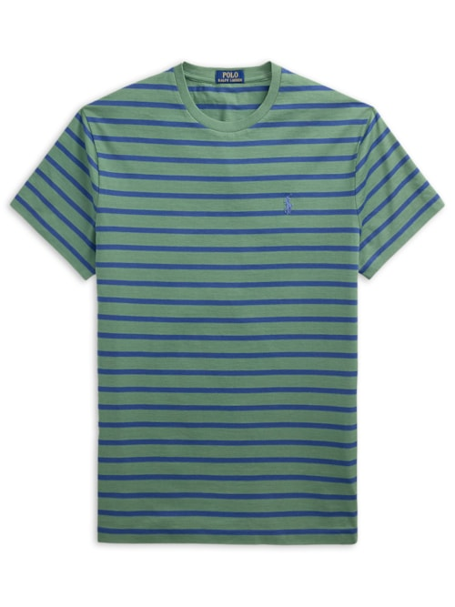 Camiseta Masculina Manga Curta Listras Slim Fit - Verde
