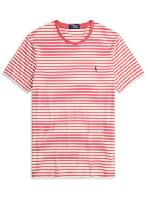 Camiseta Masculina Manga Curta Listras Slim Fit - Vermelho Camiseta Masculina Manga Curta Listras Slim Fit - Vermelho