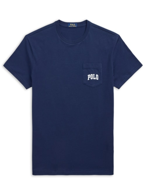 Camiseta Masculina Manga Curta Com Bolso Seasonal Bear - Azul Camiseta Masculina Manga Curta Com Bolso Seasonal Bear - Azul