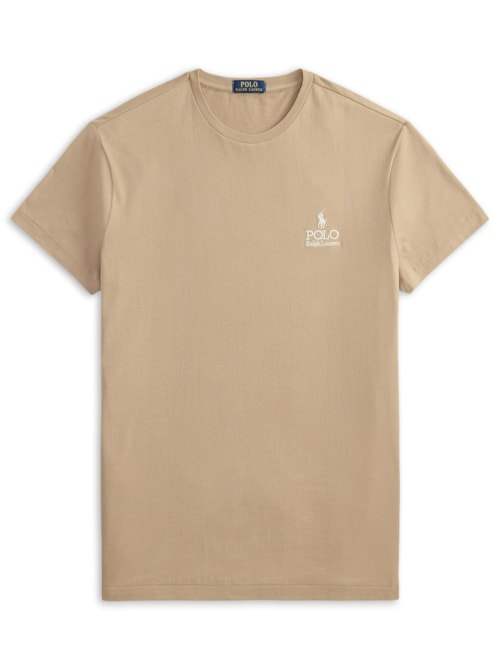 Camiseta Masculina Manga Curta Logo Deslocado - Bege Camiseta Masculina Manga Curta Logo Deslocado - Bege